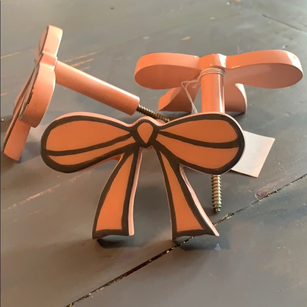 Pink & Gray Bow Wall Hook - Set of 3